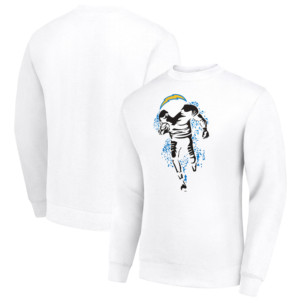 Men's Starter White Los Angeles Chargers Logoface Team Graphic Tri-Blend Fleece Pullover Sweatshirt