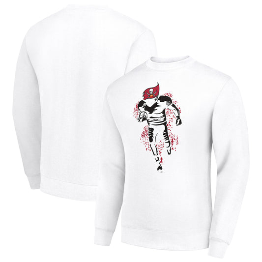 Men's Starter White Tampa Bay Buccaneers Logoface Team Graphic Tri-Blend Fleece Pullover Sweatshirt