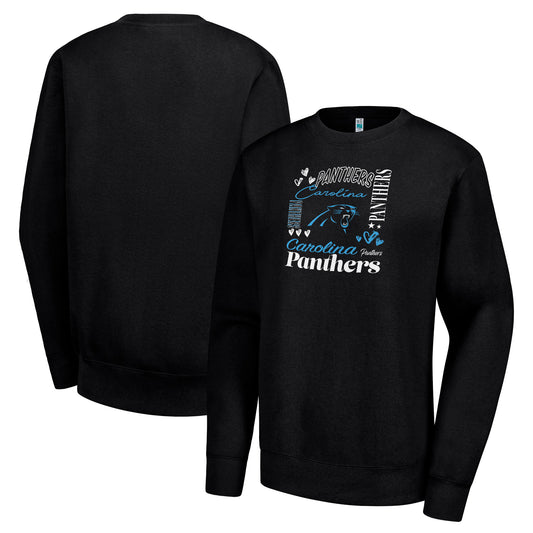 Women's G-III 4Her by Carl Banks Black Carolina Panthers Collage Graphic Fleece Pullover Sweatshirt