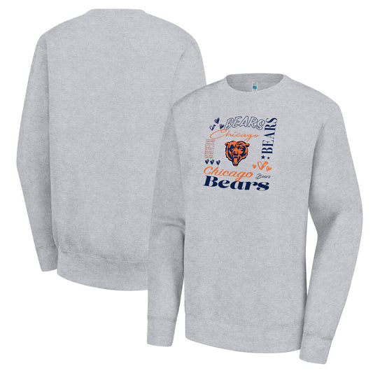 Women's G-III 4Her by Carl Banks Heather Gray Chicago Bears Collage Graphic Fleece Pullover Sweatshirt