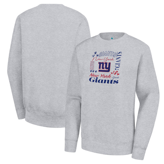 Women's G-III 4Her by Carl Banks Heather Gray New York Giants Collage Graphic Fleece Pullover Sweatshirt