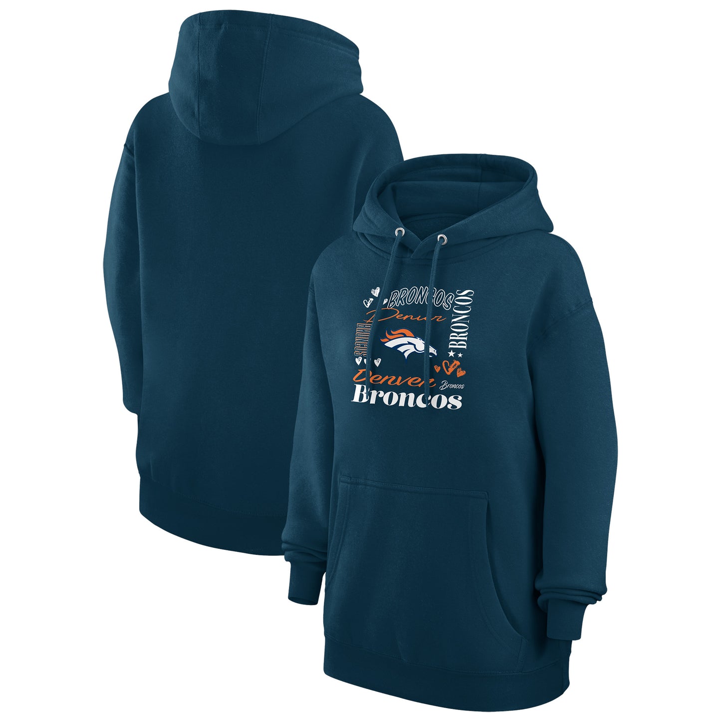 Women's G-III 4Her by Carl Banks Navy Denver Broncos Collage Graphic Fleece Pullover Hoodie