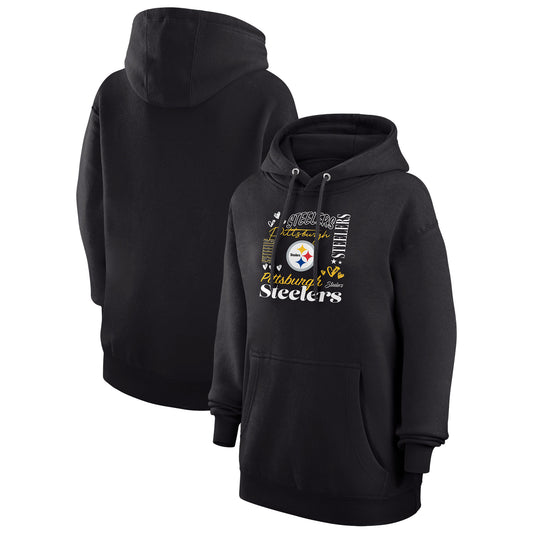 Women's G-III 4Her by Carl Banks Black Pittsburgh Steelers Collage Graphic Fleece Pullover Hoodie