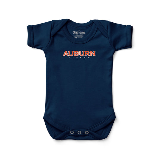 Infant Chad & Jake Navy Auburn Tigers Wordmark Bodysuit