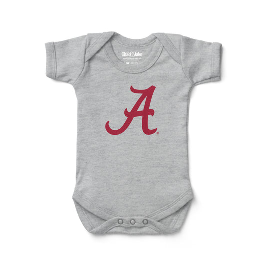 Infant Chad & Jake Heather Gray Alabama Crimson Tide A Logo Bodysuit