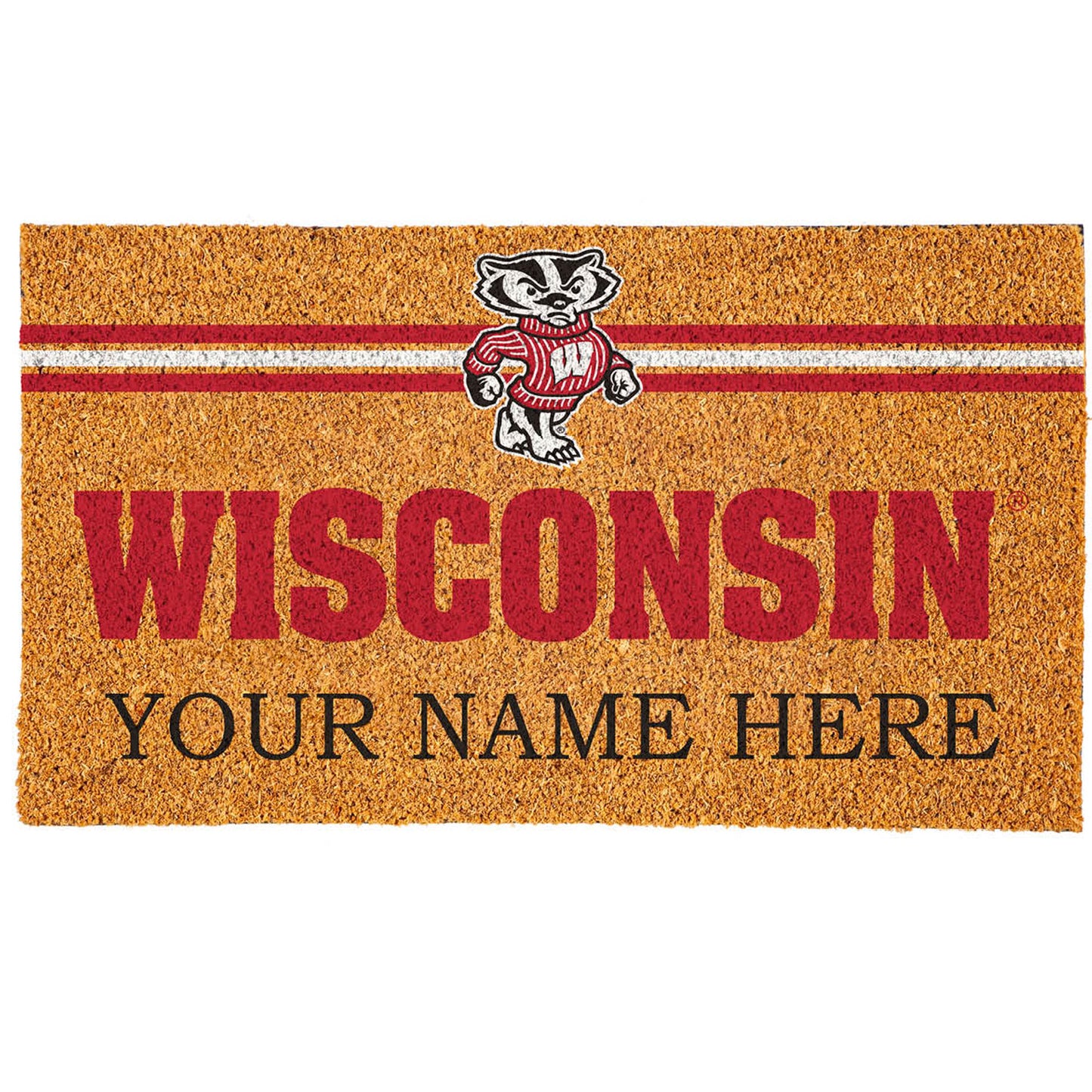 Wisconsin Badgers 18" x 30" Personalized Coir Doormat