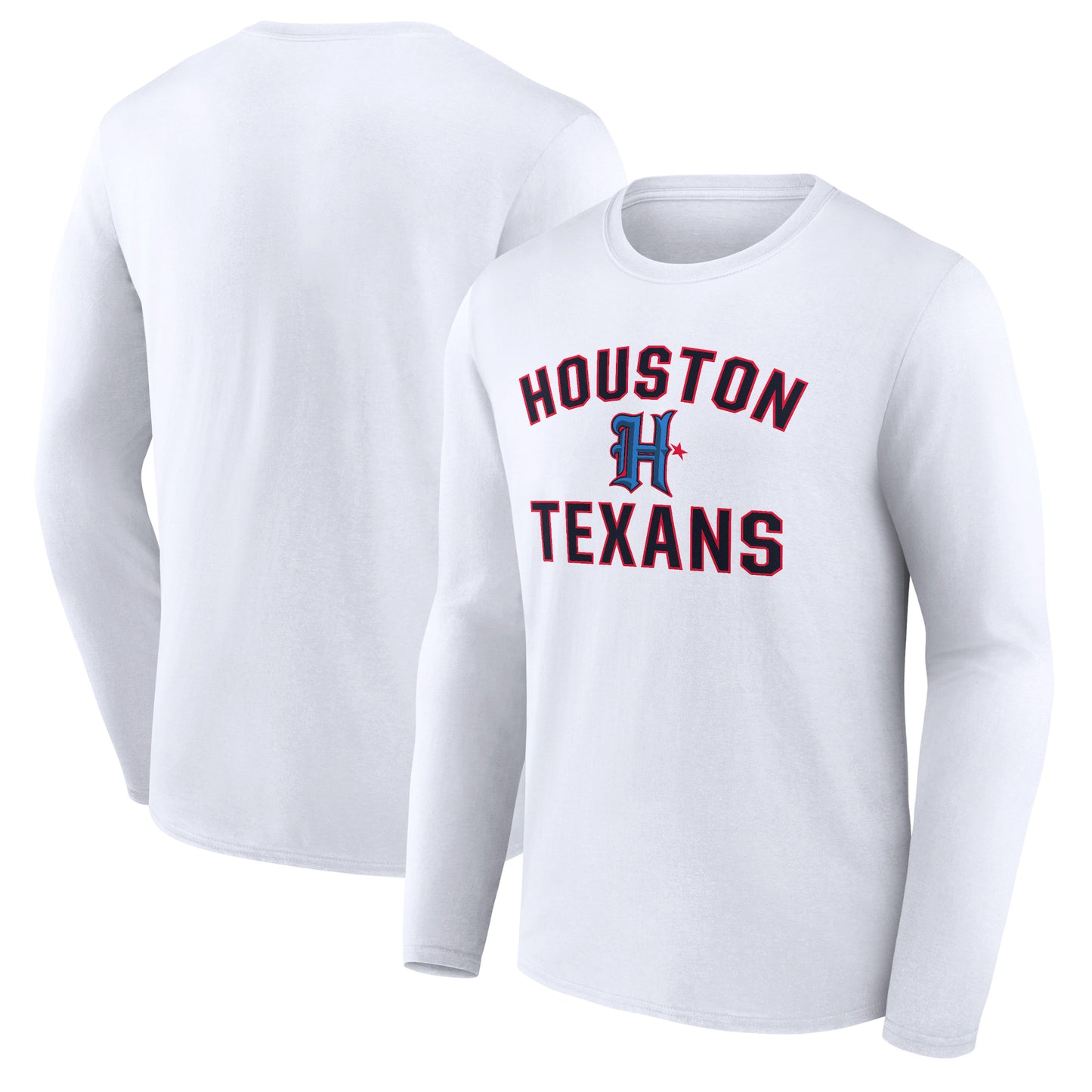 Men's  White Houston Texans Secondary Logo Victory Arch Long Sleeve T-Shirt