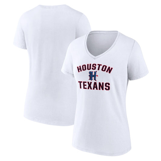 Women's  White Houston Texans Secondary Logo V-Neck T-Shirt