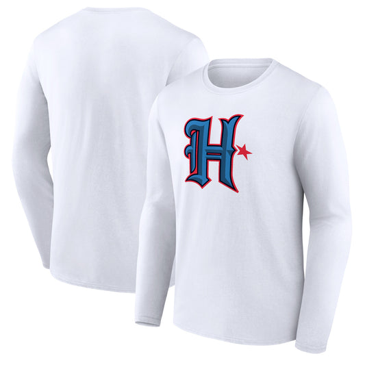 Men's  White Houston Texans Secondary Logo Long Sleeve T-Shirt