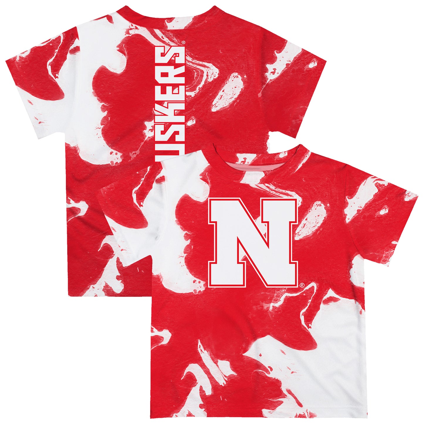 Infant Vive La Fete Scarlet/White Nebraska Huskers Marble Print T-Shirt