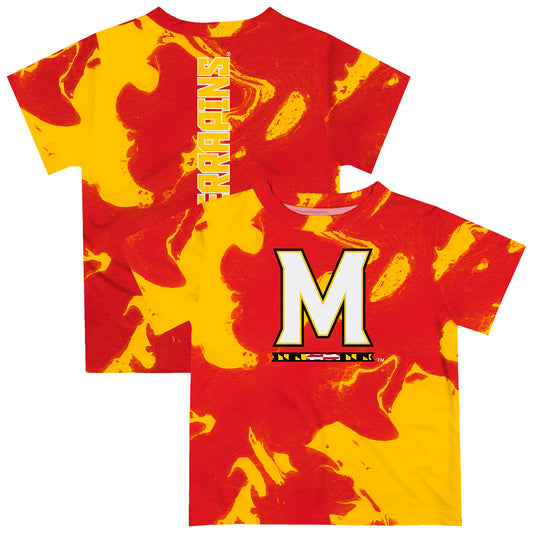 Toddler Vive La Fete Red/Yellow Maryland Terrapins Marble Print T-Shirt