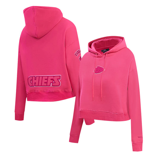 Women's Pro Standard Pink Kansas City Chiefs Triple Pink Cropped Fleece Pullover Hoodie