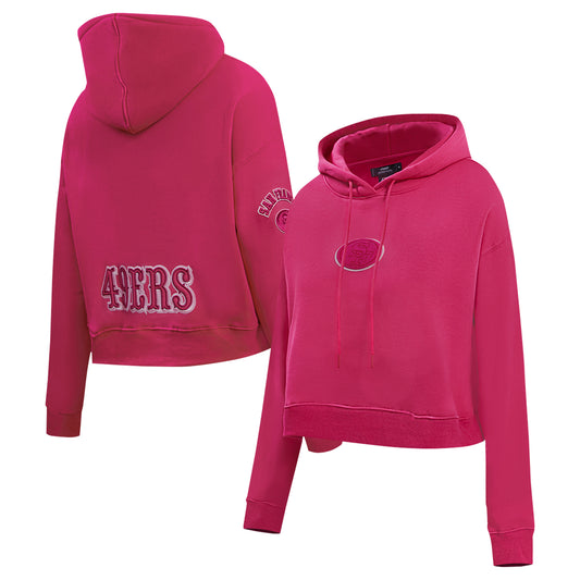 Women's Pro Standard Pink San Francisco 49ers Triple Pink Cropped Fleece Pullover Hoodie