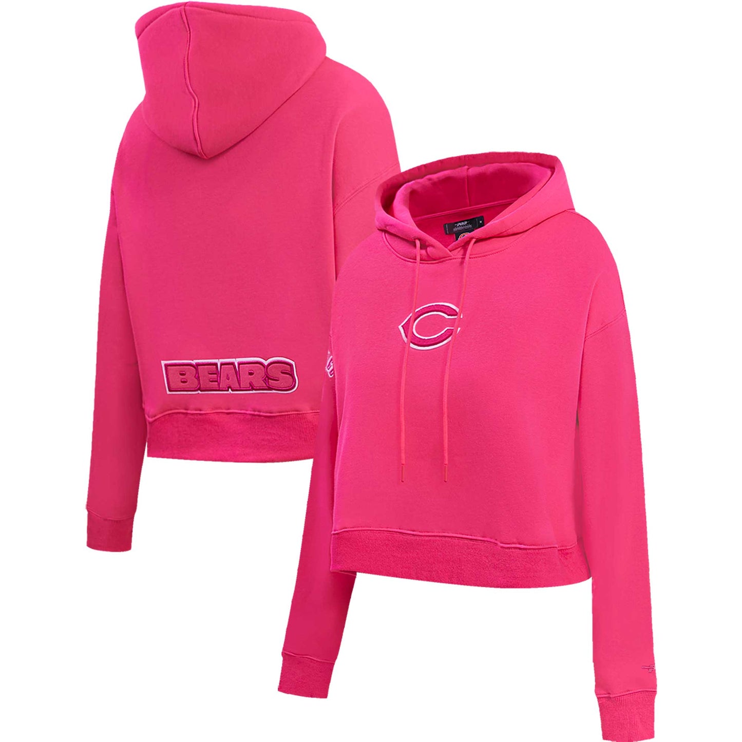 Women's Pro Standard Pink Chicago Bears Triple Pink Cropped Fleece Pullover Hoodie