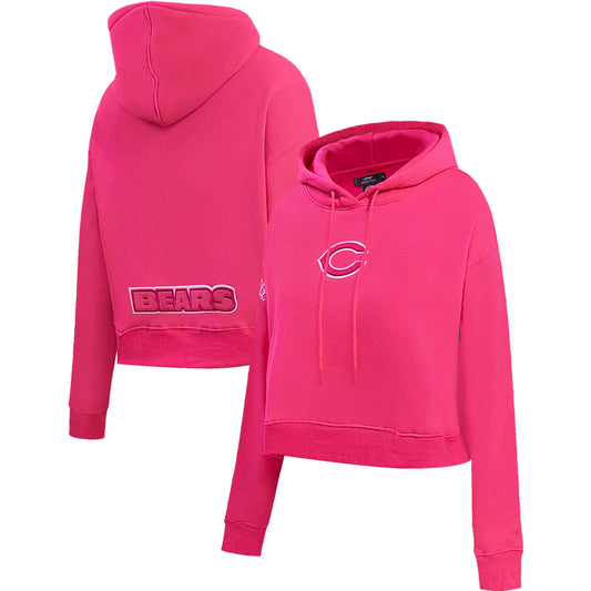 Women's Pro Standard Pink Chicago Bears Triple Pink Cropped Fleece Pullover Hoodie