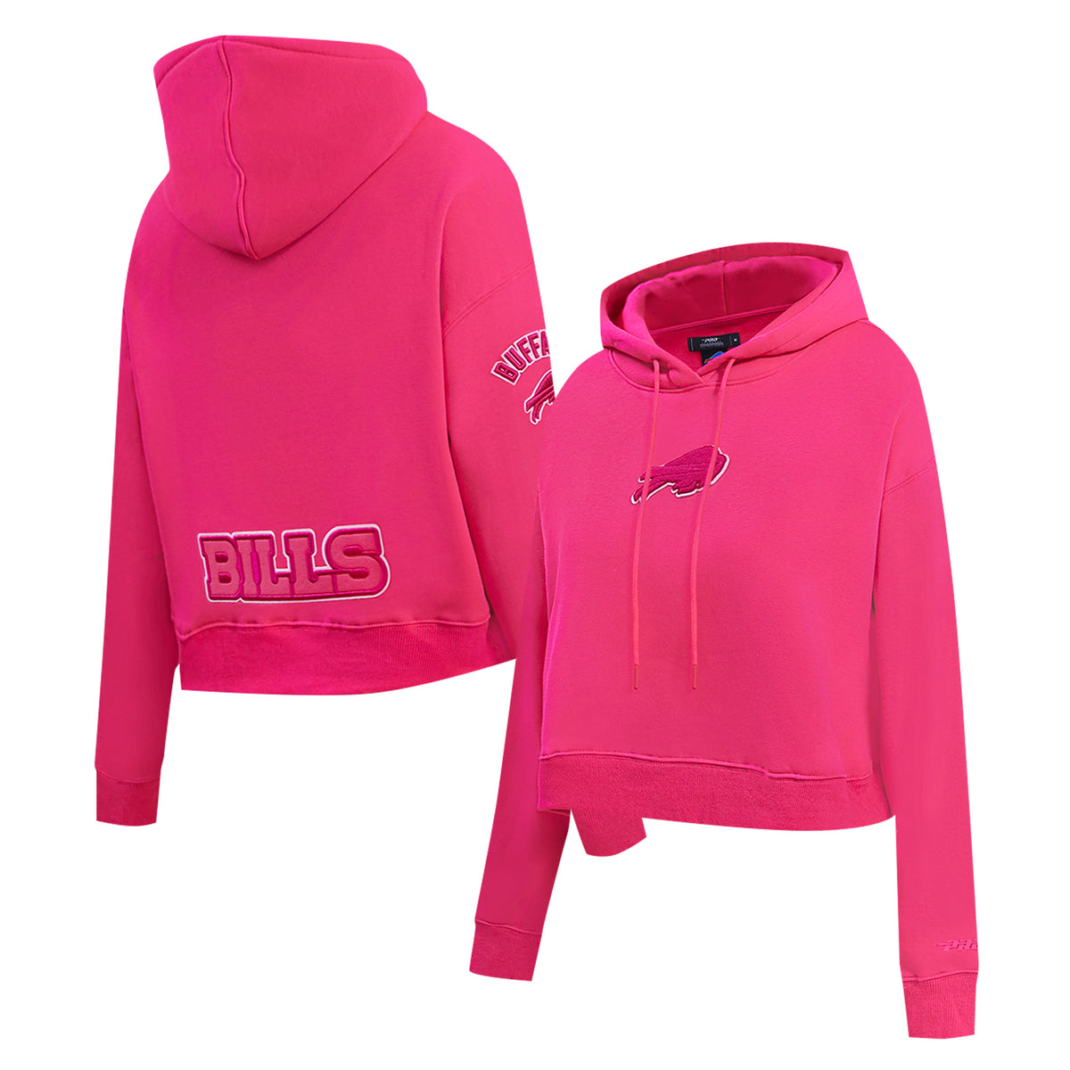 Women's Pro Standard Pink Buffalo Bills Triple Pink Cropped Fleece Pullover Hoodie