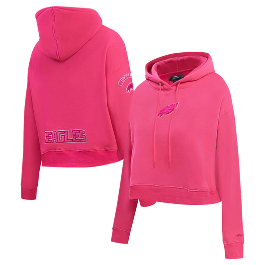 Women's Pro Standard Pink Philadelphia Eagles Triple Pink Cropped Fleece Pullover Hoodie