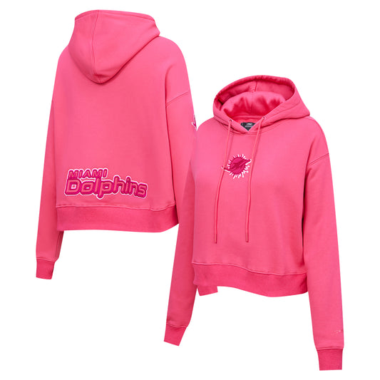 Women's Pro Standard Pink Miami Dolphins Triple Pink Cropped Fleece Pullover Hoodie