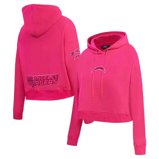 Women's Pro Standard Pink Los Angeles Chargers Triple Pink Cropped Fleece Pullover Hoodie