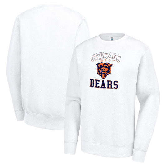 Women's G-III 4Her by Carl Banks White Chicago Bears Team Logo Graphic Tri-Blend Pullover Sweatshirt