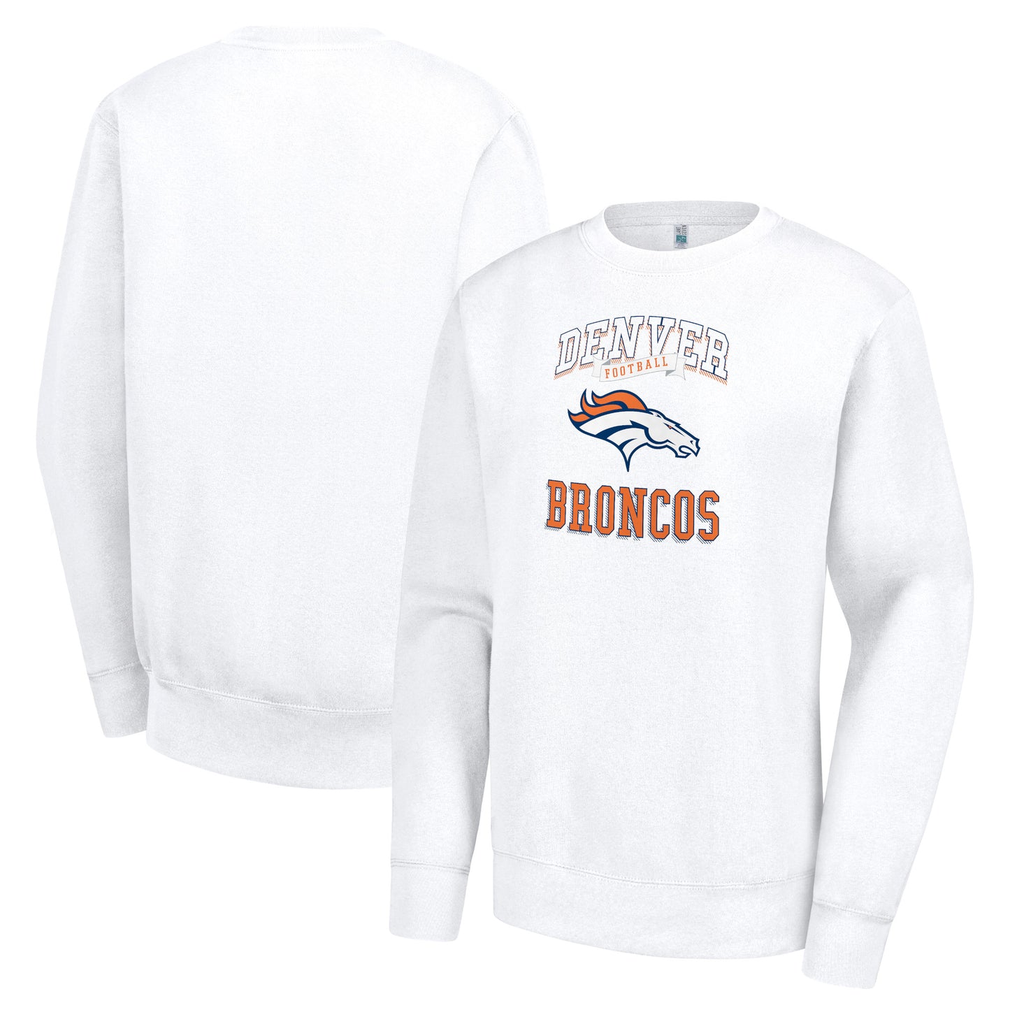 Women's G-III 4Her by Carl Banks White Denver Broncos Team Logo Graphic Tri-Blend Pullover Sweatshirt