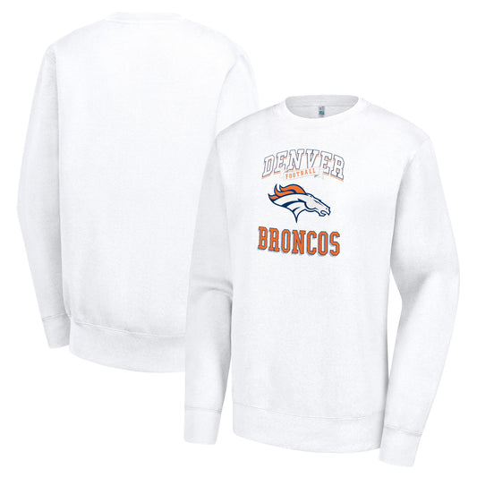 Women's G-III 4Her by Carl Banks White Denver Broncos Team Logo Graphic Tri-Blend Pullover Sweatshirt