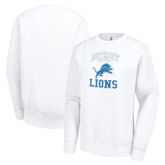 Women's G-III 4Her by Carl Banks White Detroit Lions Team Logo Graphic Tri-Blend Pullover Sweatshirt