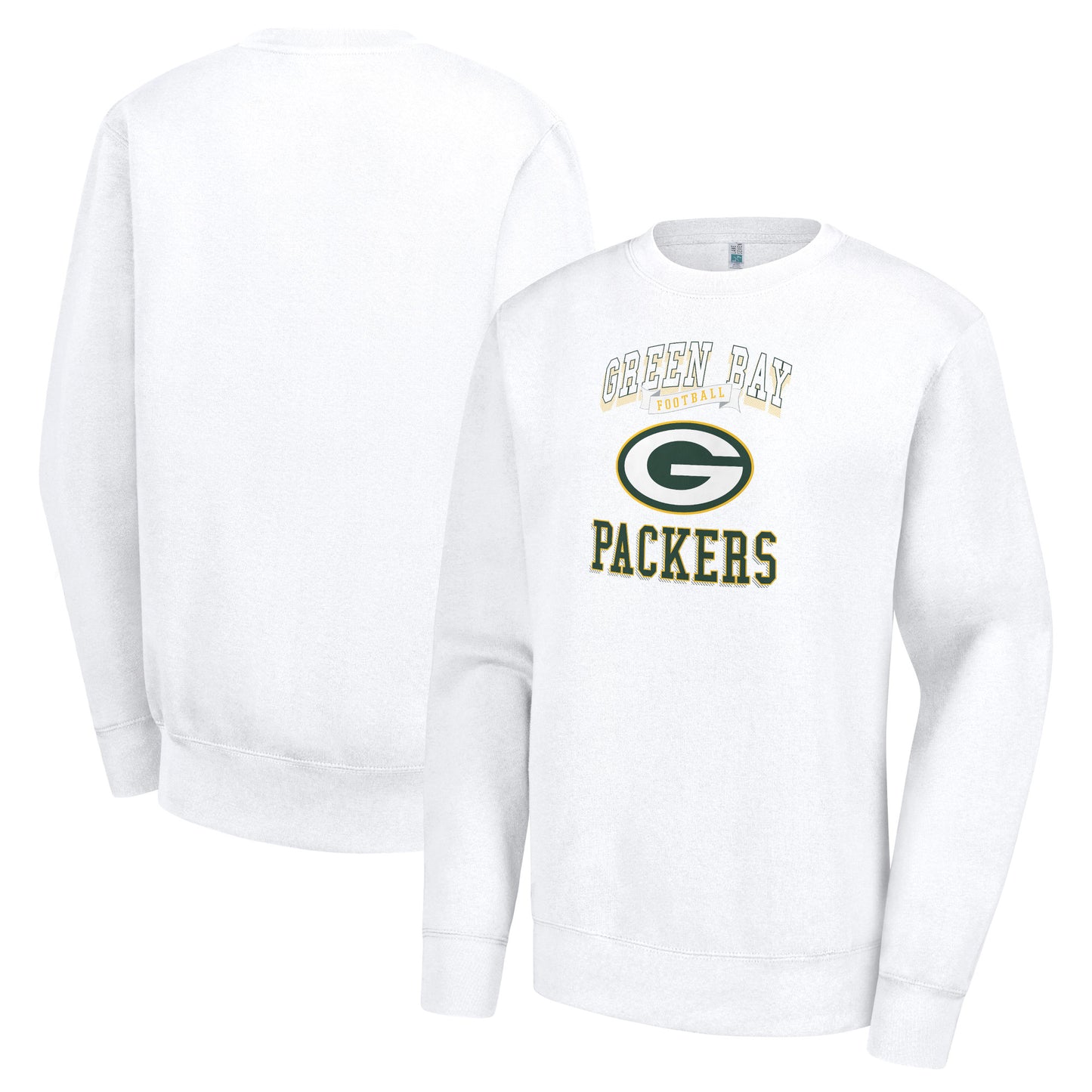 Women's G-III 4Her by Carl Banks White Green Bay Packers Team Logo Graphic Tri-Blend Pullover Sweatshirt