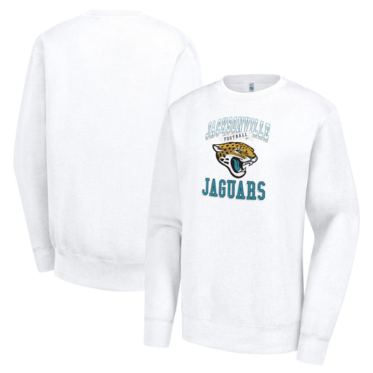 Women's G-III 4Her by Carl Banks White Jacksonville Jaguars Team Logo Graphic Tri-Blend Pullover Sweatshirt