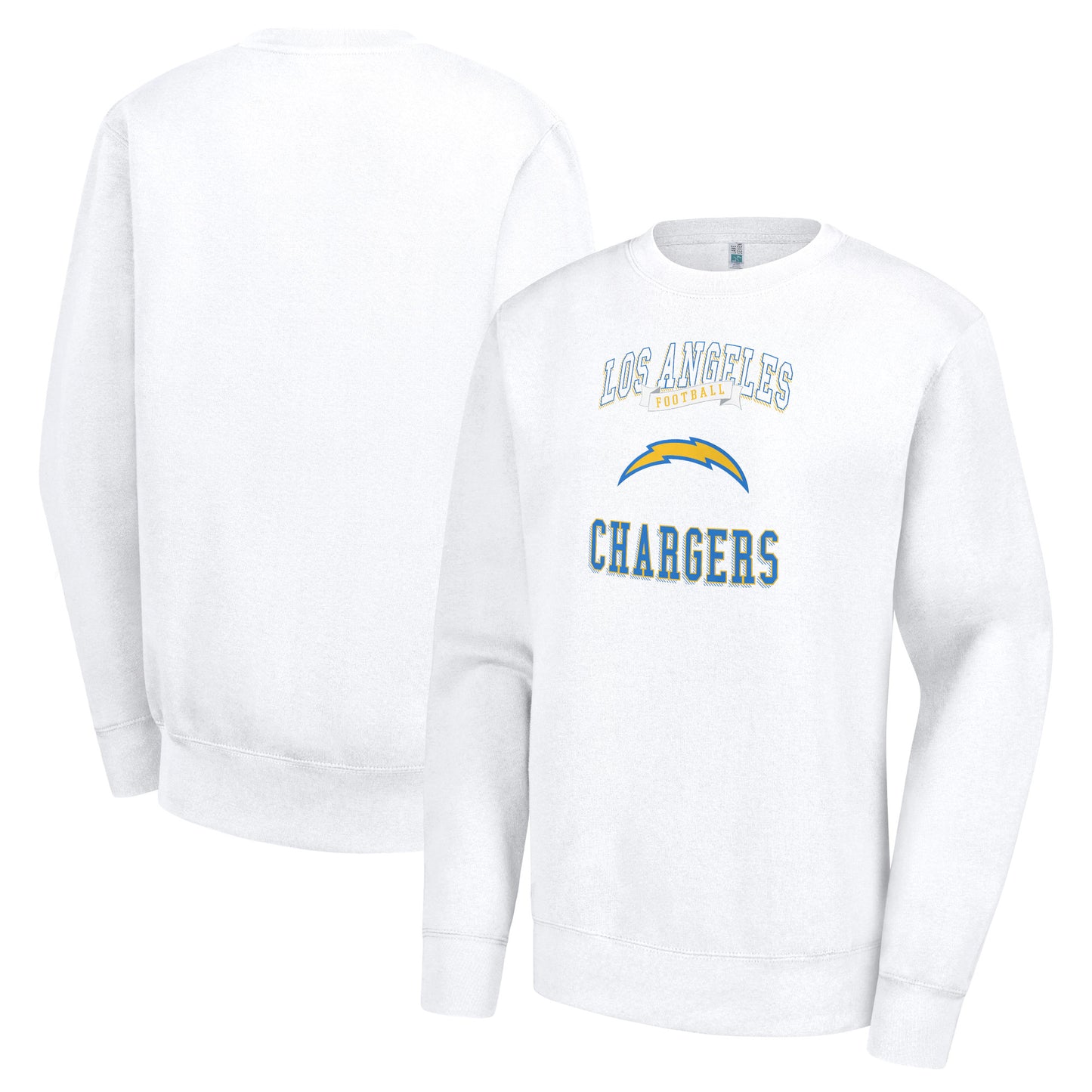 Women's G-III 4Her by Carl Banks White Los Angeles Chargers Team Logo Graphic Tri-Blend Pullover Sweatshirt