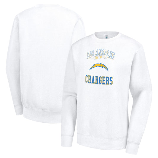 Women's G-III 4Her by Carl Banks White Los Angeles Chargers Team Logo Graphic Tri-Blend Pullover Sweatshirt