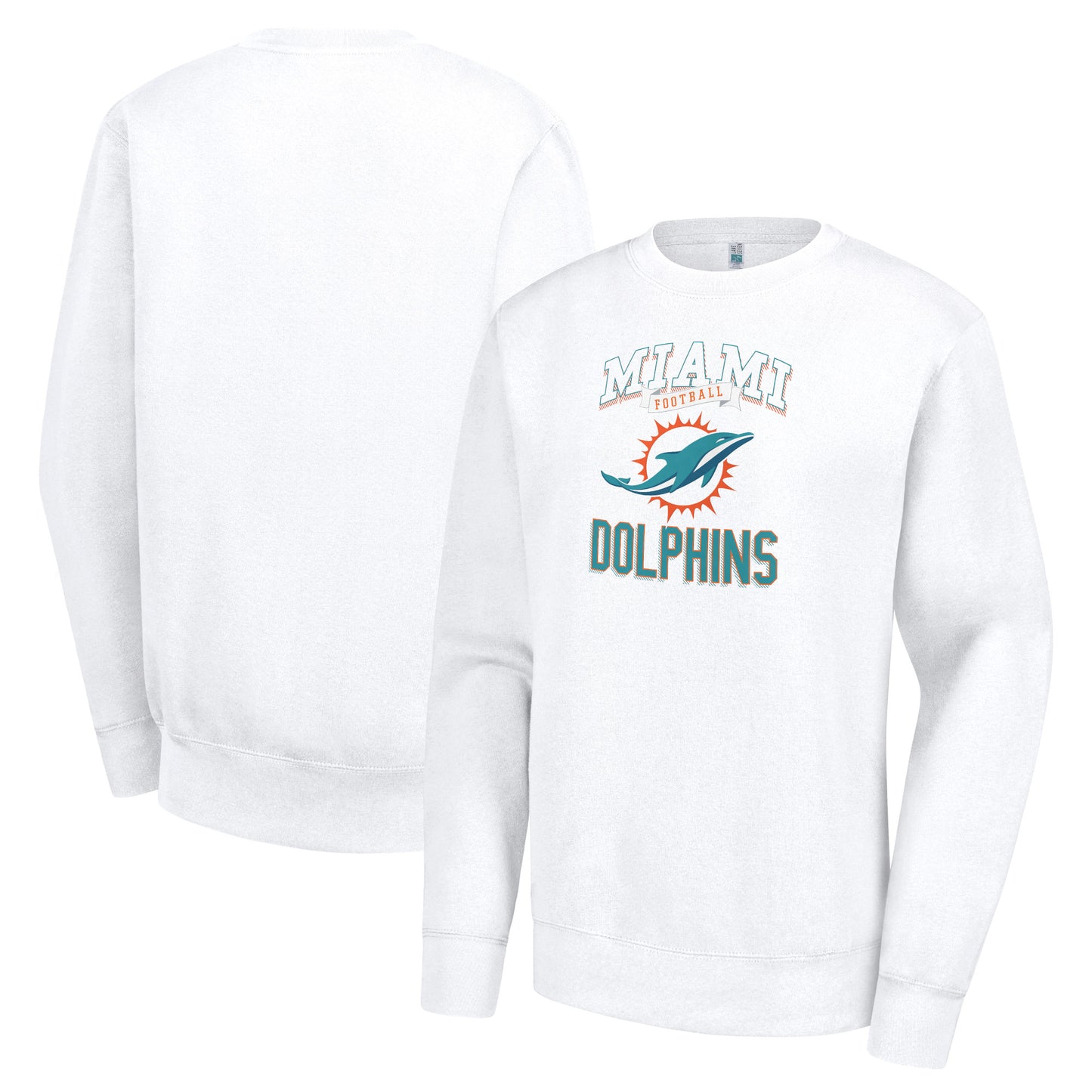 Women's G-III 4Her by Carl Banks White Miami Dolphins Team Logo Graphic Tri-Blend Pullover Sweatshirt