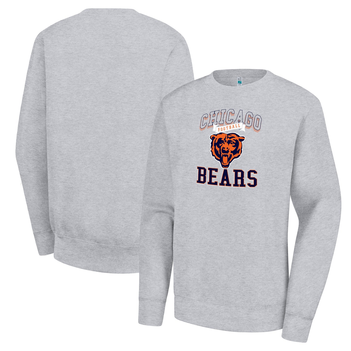 Women's G-III 4Her by Carl Banks Heather Gray Chicago Bears Team Logo Graphic Tri-Blend Pullover Sweatshirt