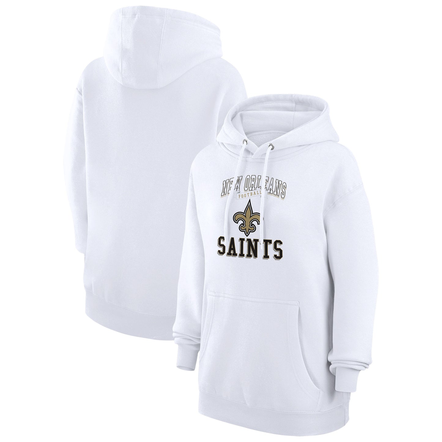 Women's G-III 4Her by Carl Banks White New Orleans Saints Team Logo Graphic Fleece Tri-Blend Pullover Hoodie