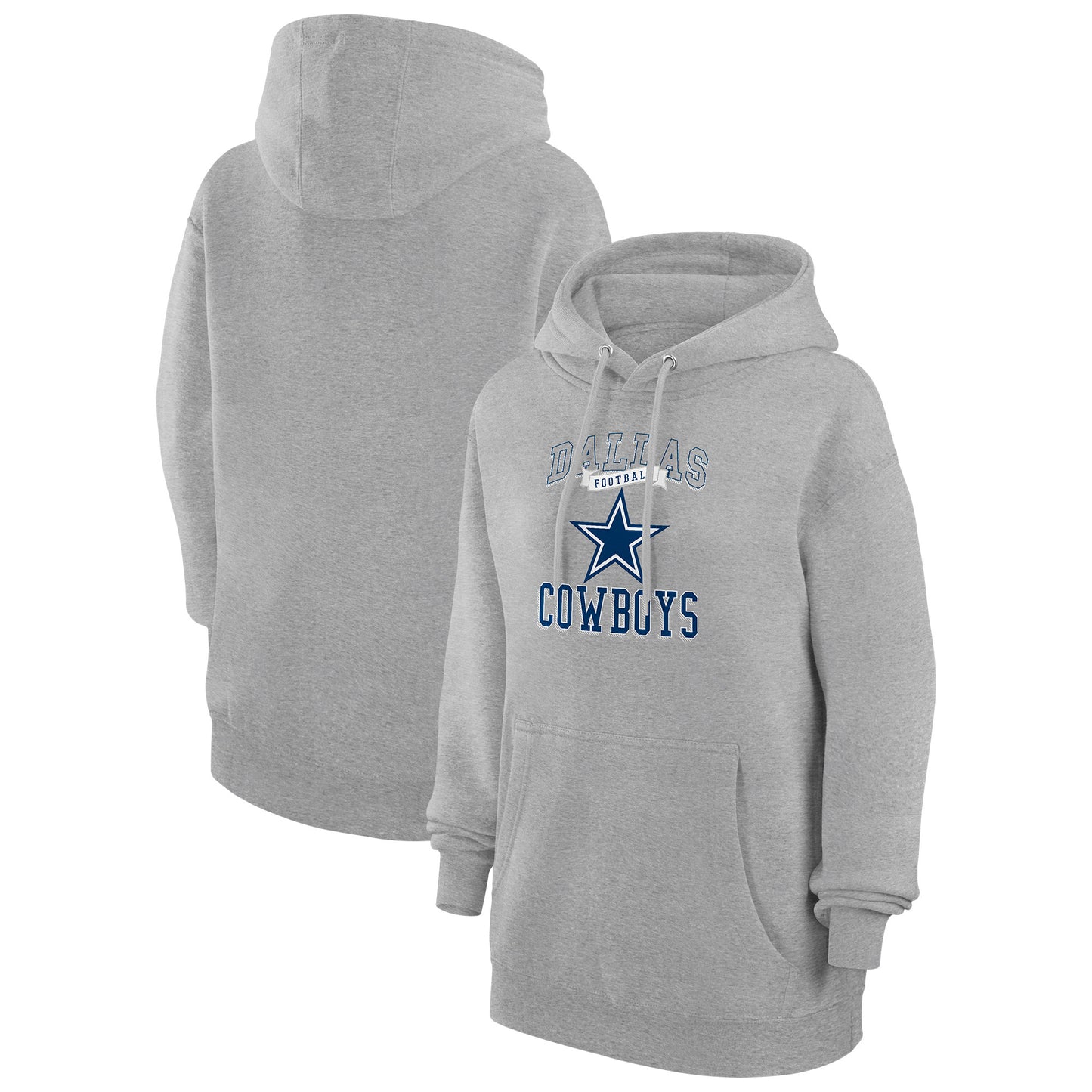 Women's G-III 4Her by Carl Banks Heather Gray Dallas Cowboys Team Logo Graphic Fleece Tri-Blend Pullover Hoodie