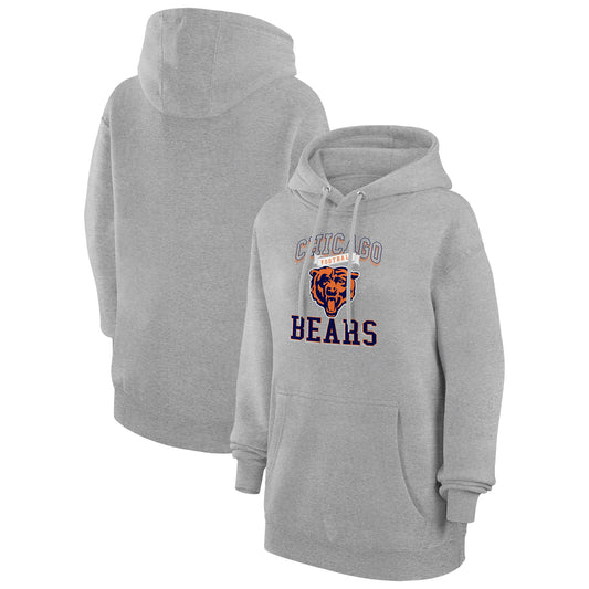Women's G-III 4Her by Carl Banks Heather Gray Chicago Bears Team Logo Graphic Fleece Tri-Blend Pullover Hoodie
