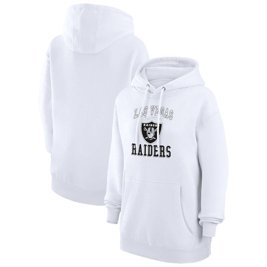 Women's G-III 4Her by Carl Banks White Las Vegas Raiders Team Logo Graphic Fleece Tri-Blend Pullover Hoodie