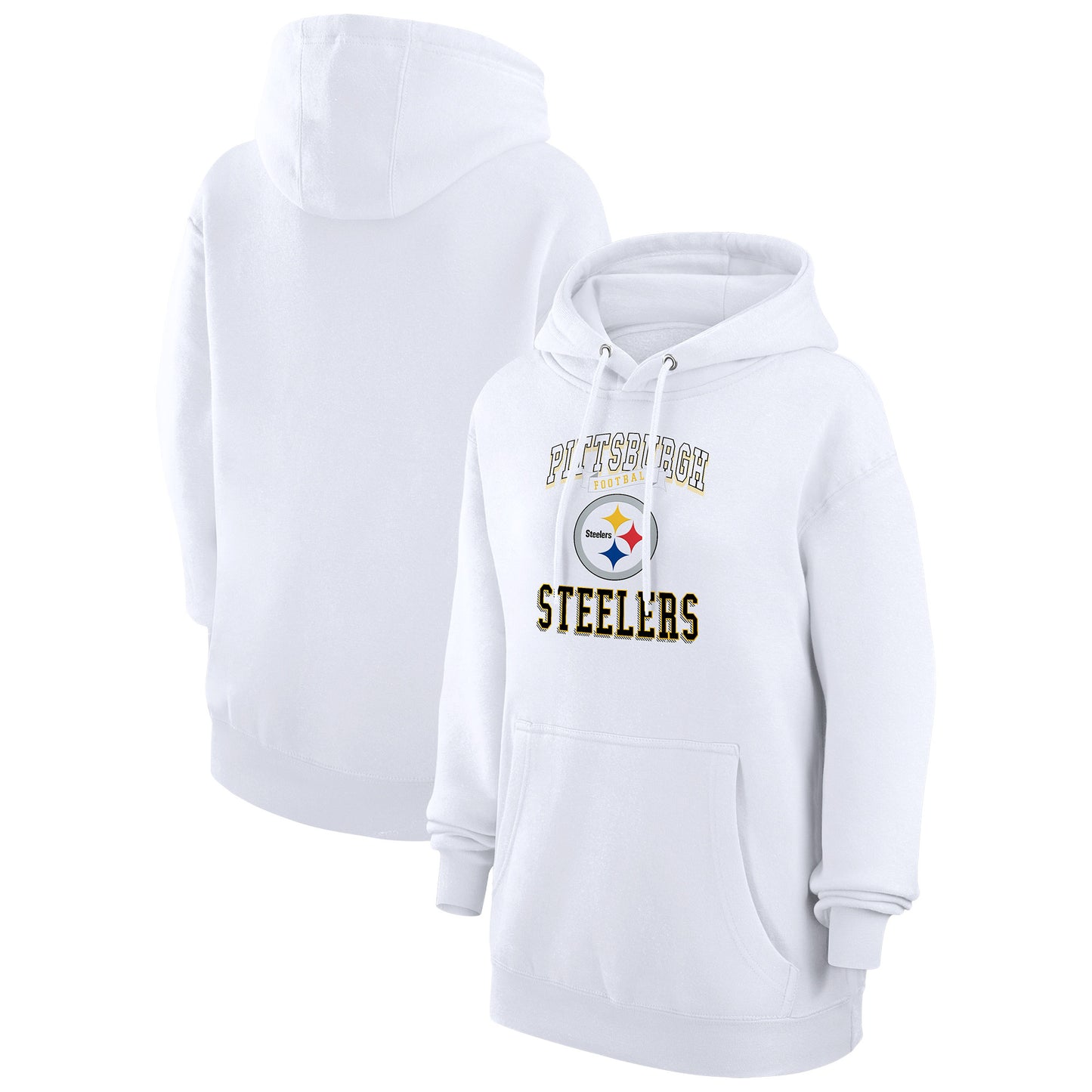 Women's G-III 4Her by Carl Banks White Pittsburgh Steelers Team Logo Graphic Fleece Tri-Blend Pullover Hoodie