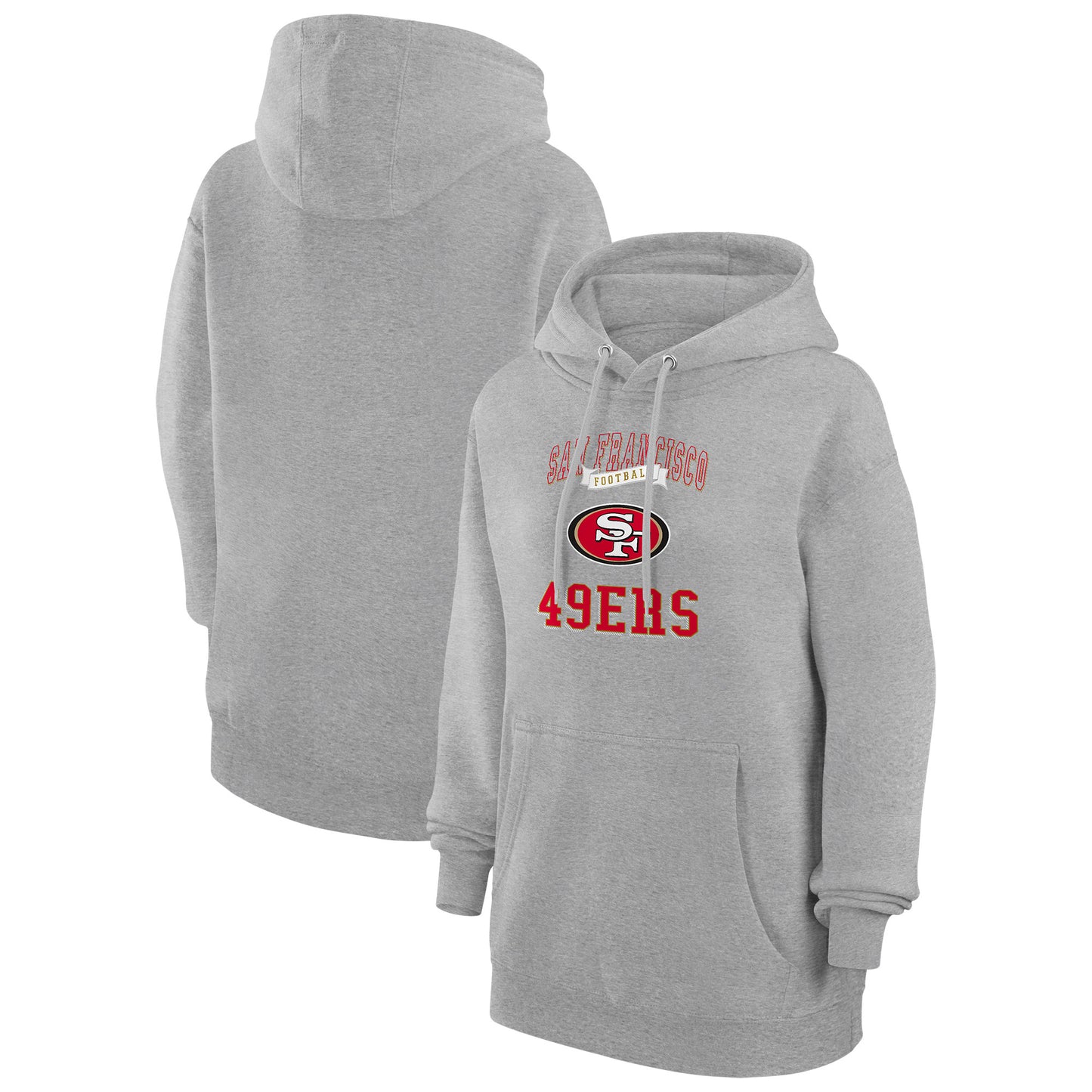 Women's G-III 4Her by Carl Banks Heather Gray San Francisco 49ers Team Logo Graphic Fleece Tri-Blend Pullover Hoodie