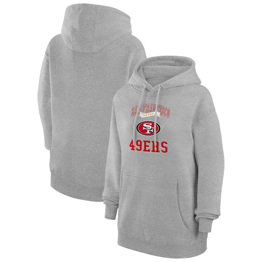 Women's G-III 4Her by Carl Banks Heather Gray San Francisco 49ers Team Logo Graphic Fleece Tri-Blend Pullover Hoodie