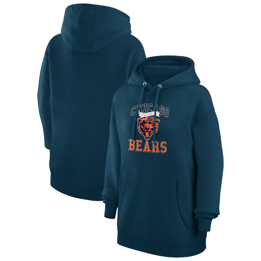 Women's G-III 4Her by Carl Banks Navy Chicago Bears Team Logo Graphic Fleece Tri-Blend Pullover Hoodie