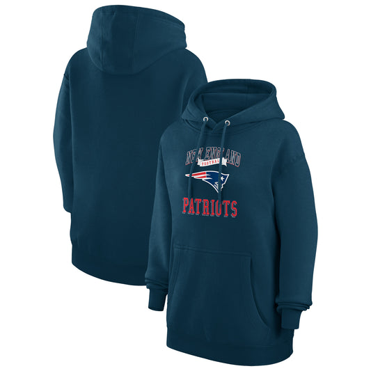 Women's G-III 4Her by Carl Banks Navy New England Patriots Team Logo Graphic Fleece Tri-Blend Pullover Hoodie