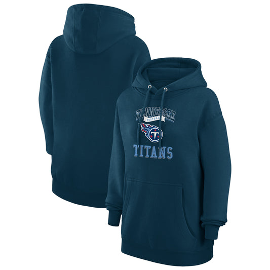 Women's G-III 4Her by Carl Banks Navy Tennessee Titans Team Logo Graphic Fleece Tri-Blend Pullover Hoodie