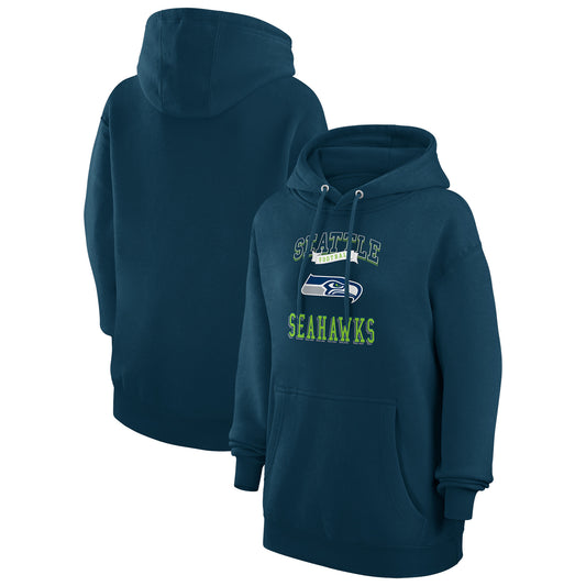 Women's G-III 4Her by Carl Banks College Navy Seattle Seahawks Team Logo Graphic Fleece Tri-Blend Pullover Hoodie