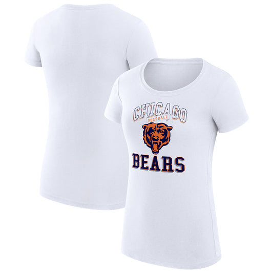 Women's G-III 4Her by Carl Banks White Chicago Bears Team Logo Graphic Fitted T-Shirt