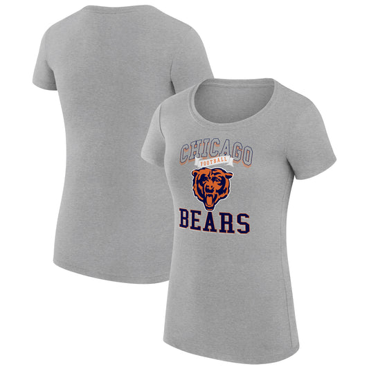 Women's G-III 4Her by Carl Banks Heather Gray Chicago Bears Team Logo Graphic Fitted T-Shirt