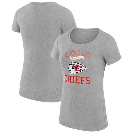 Women's G-III 4Her by Carl Banks Heather Gray Kansas City Chiefs Team Logo Graphic Fitted T-Shirt