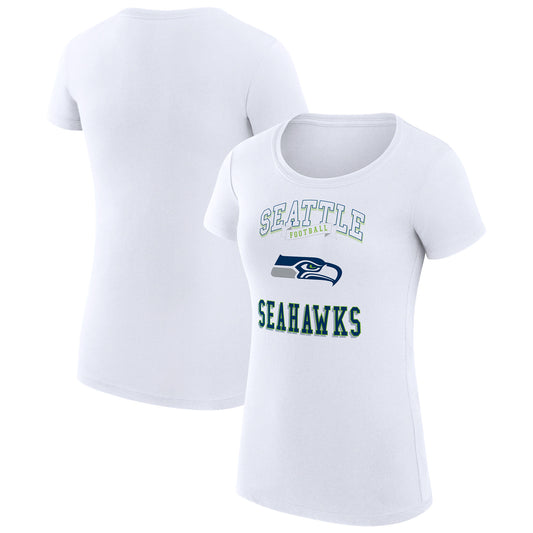 Women's G-III 4Her by Carl Banks White Seattle Seahawks Team Logo Graphic Fitted T-Shirt