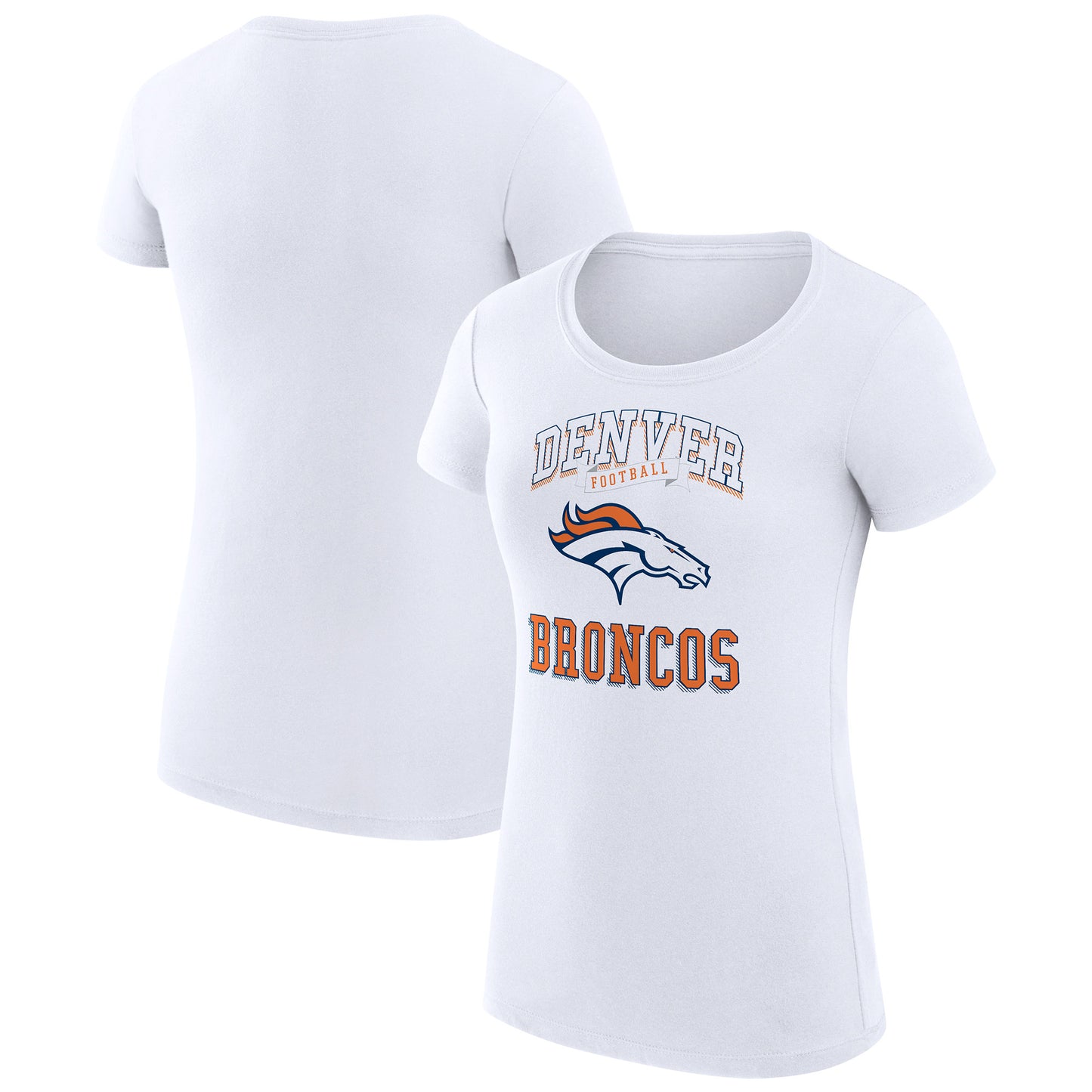 Women's G-III 4Her by Carl Banks White Denver Broncos Team Logo Graphic Fitted T-Shirt