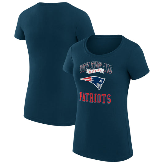 Women's G-III 4Her by Carl Banks Navy New England Patriots Team Logo Graphic Fitted T-Shirt